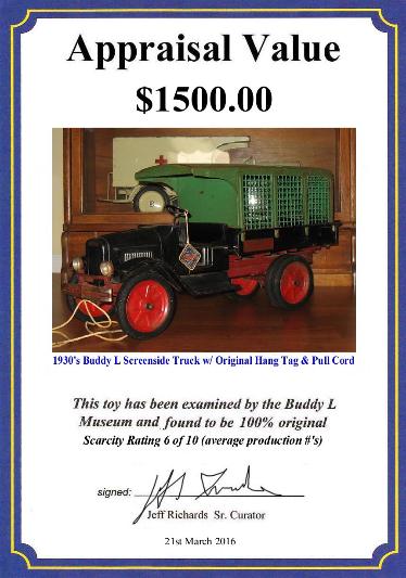 Buddy L Museum world's largest buyer of antque pressed steel toys, cars, trucks, buying german tin toys,  vintage tin toy robots space cars, American Japan German Free antique toy appraisals buddy l trucks values facebook ebay buddy l trucks free info