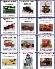 Buying Vintage Toy Collections, toy appraisal, American Pickers TV Show, Vintage toy truck value, free toy appraisals, buying vintage toys any condition. Buddy L Museum world's largest buyer of  American vintage toys, German vintage toys, Japanese vintage toys and more